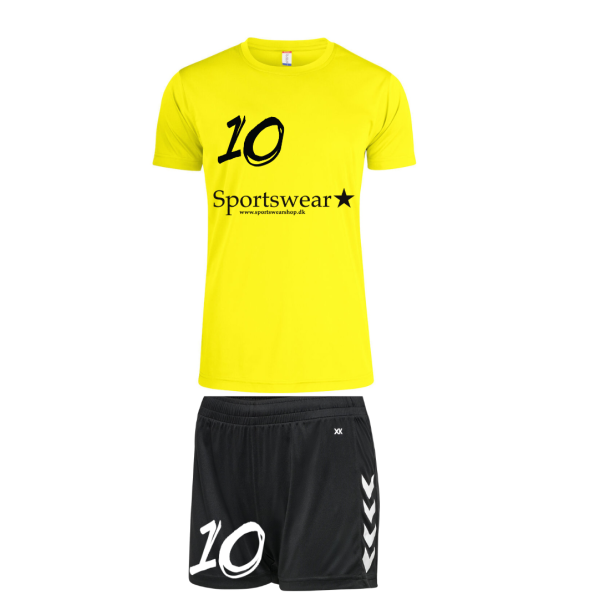 Trningsst Inkl. Navn og Nummer Neon Gul Dameshorts