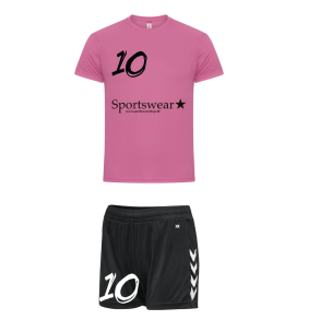 Trningsst inkl Navn og nummer Pink Dameshorts