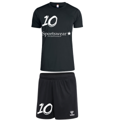 Tr�ningss�t Inkl. Navn og Nummer Sort Dameshorts