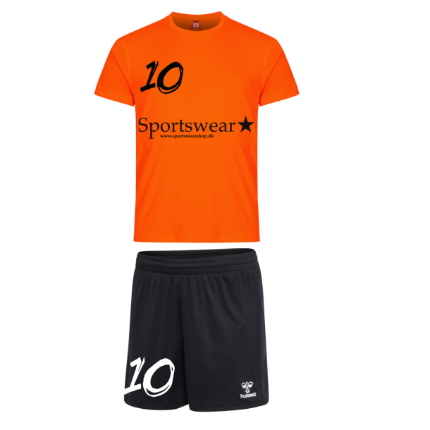 Tr�ningss�t Inkl. Navn og Nummer Orange dameshorts