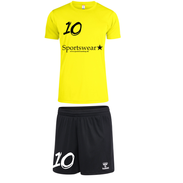 Tr�ningss�t Inkl. Navn og Nummer Neon Gul Dameshorts