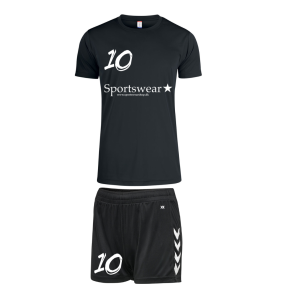 Trningsst Inkl Navn og Nummer Sort Dameshorts