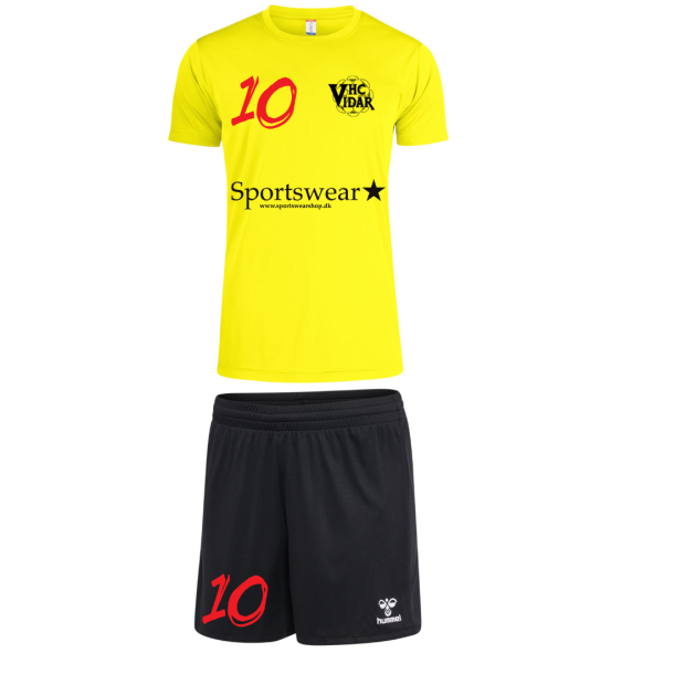Vidar Tr�ningss�t Neon Gul Dameshorts