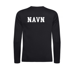 Langrmet opvarmningstrje sort INKL. Navn og nummer